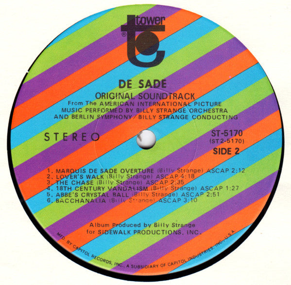 Billy Strange Orchestra : De Sade (Original Motion Picture Soundtrack) (LP, Album)
