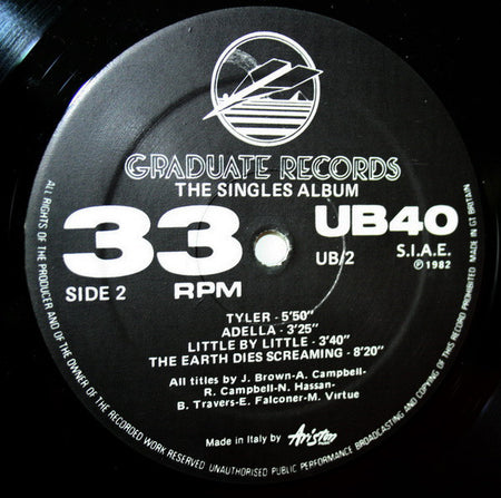 UB40 : The Singles Album (LP, Album, Comp)