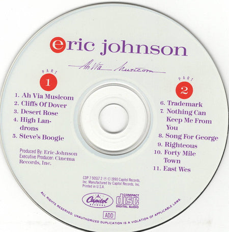 Eric Johnson (2) : Ah Via Musicom (CD, Album)