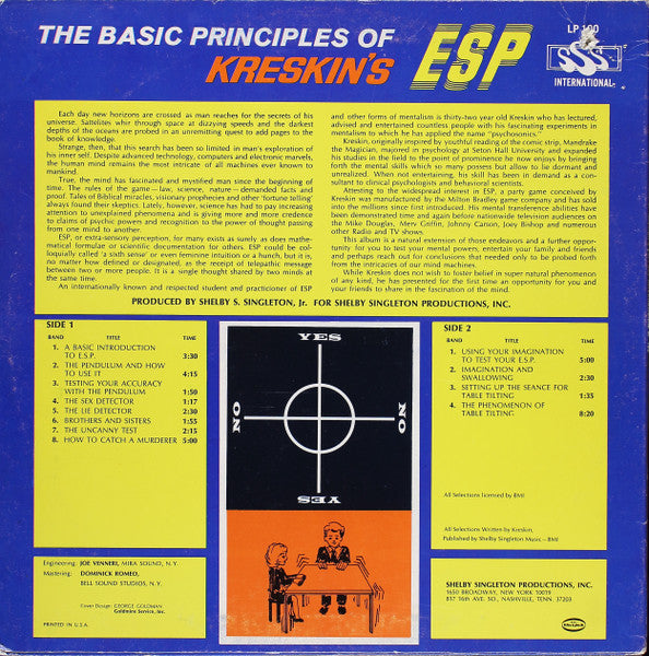 Kreskin : The Basic Principles Of Kreskin's ESP (LP, Mono)