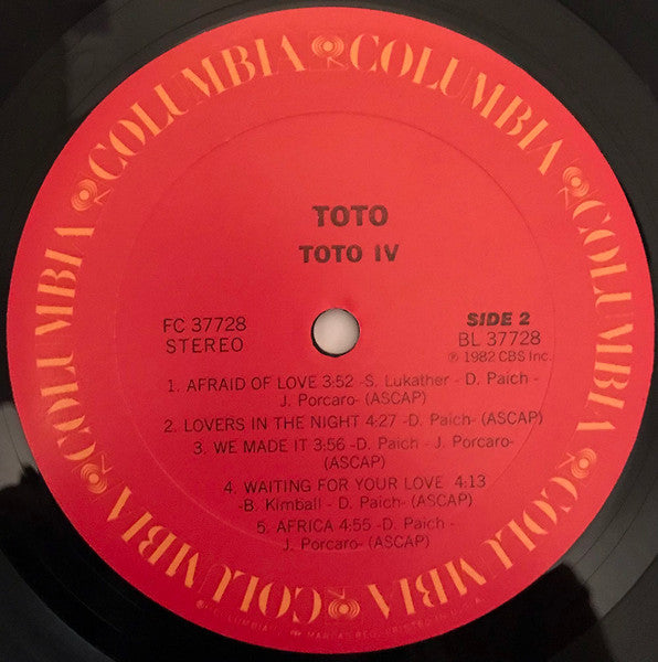Toto : Toto IV (LP, Album, Ter)