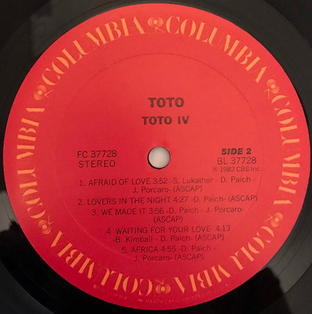Toto : Toto IV (LP, Album, Ter)