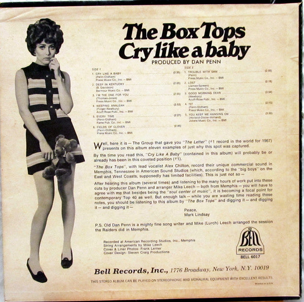 The Box Tops* : Cry Like A Baby (LP, Album, BW )