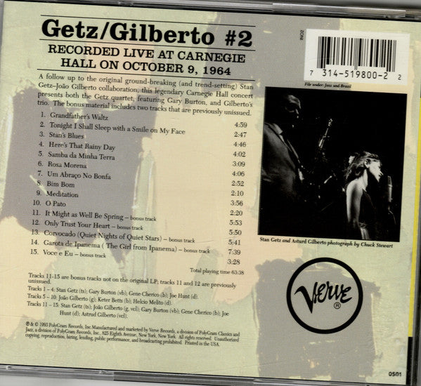 Stan Getz - Joao Gilberto* : Getz / Gilberto #2 (CD, Album, RE, RM)