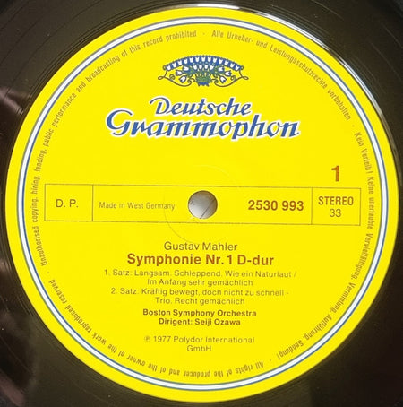 Gustav Mahler - Boston Symphony Orchestra, Seiji Ozawa : Symphony No.1 (LP)