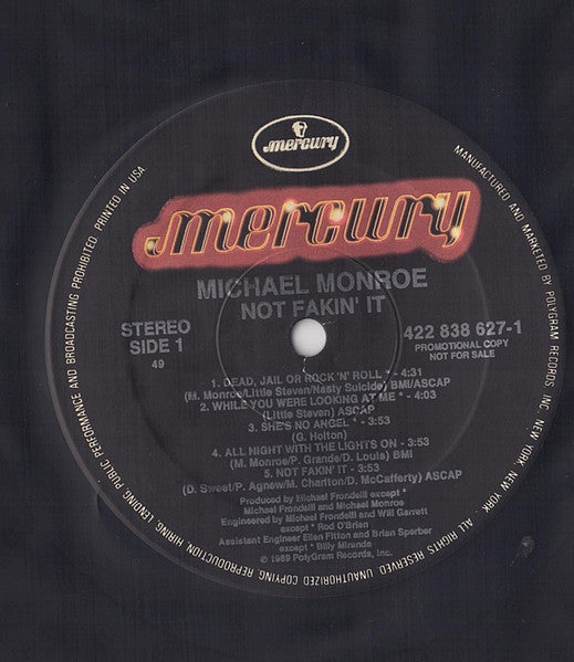 Michael Monroe : Not Fakin' It (LP, Album, Promo)