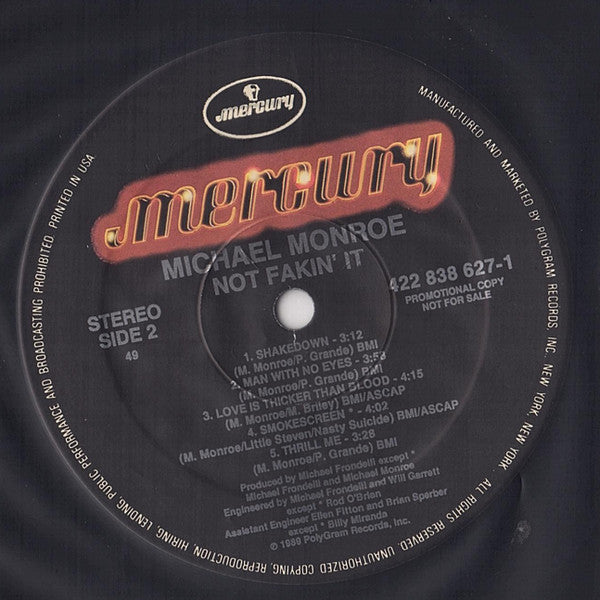 Michael Monroe : Not Fakin' It (LP, Album, Promo)