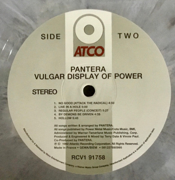 Pantera : Vulgar Display Of Power (LP, Album, Ltd, RE, Whi)