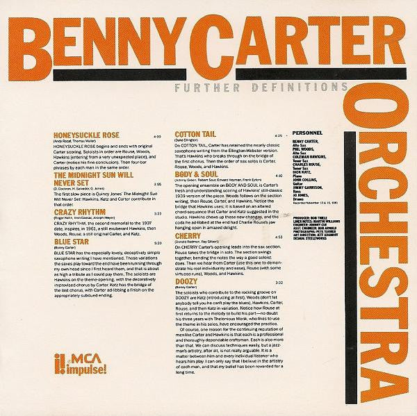Benny Carter And His Orchestra : Further Definitions (LP, Album, RE, RM)