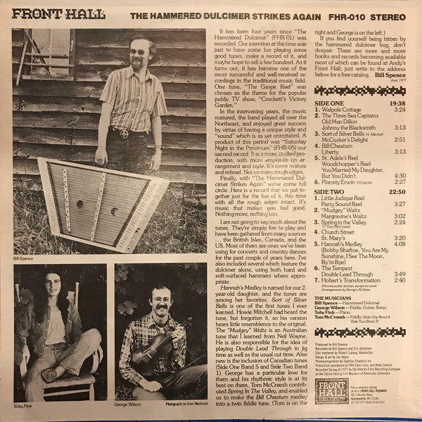 Bill Spence With Fennig's All-Star String Band : The Hammered Dulcimer Strikes Again (LP, Album, Gre)