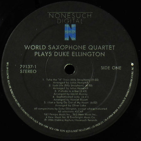 World Saxophone Quartet : Plays Duke Ellington (LP, Album)
