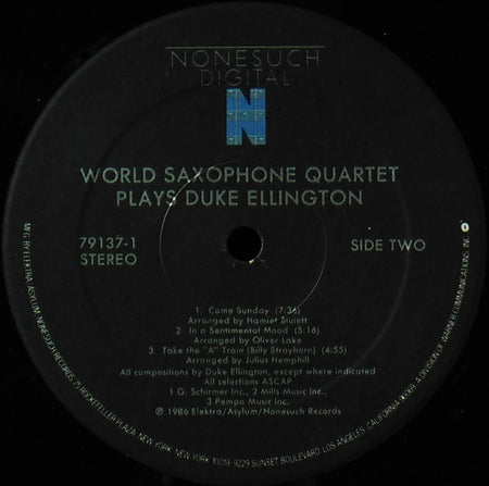World Saxophone Quartet : Plays Duke Ellington (LP, Album)