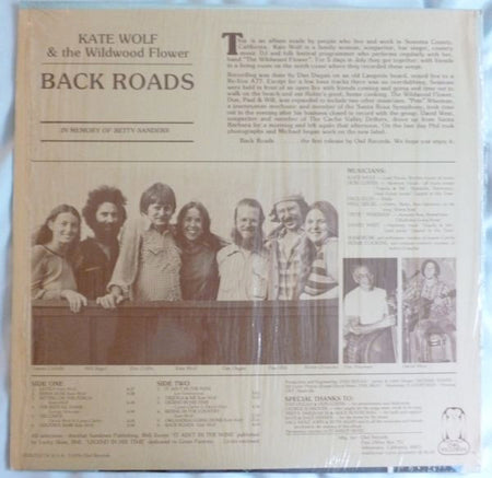 Kate Wolf & The Wildwood Flower : Back Roads (LP, Album)