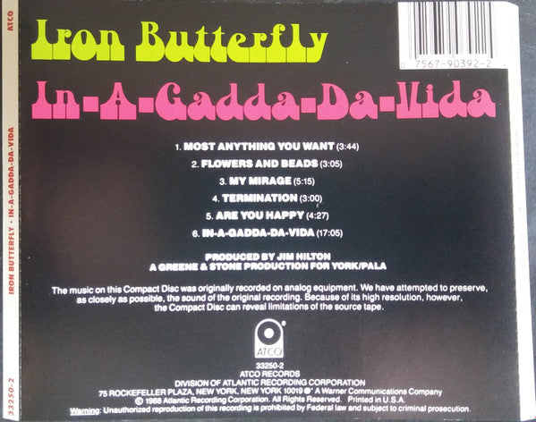 Iron Butterfly : In-A-Gadda-Da-Vida (CD, Album, RE, RP, SRC)