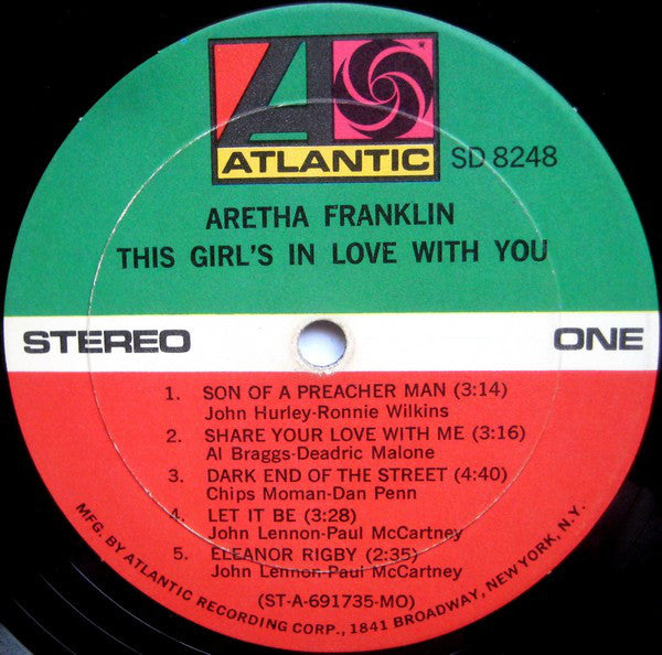 Aretha Franklin : This Girl's In Love With You (LP, Album, MO )