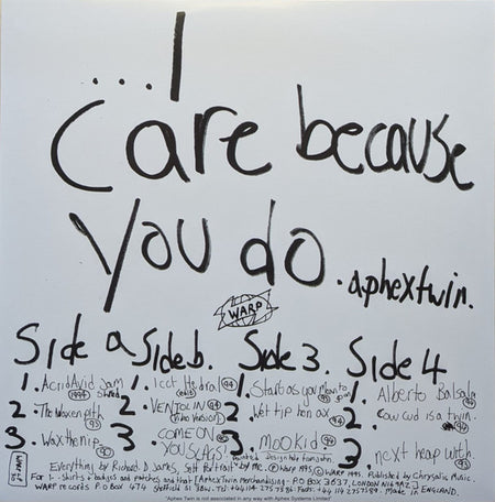 Aphex Twin : ...I Care Because You Do (2xLP, Album, Bioplastic, RE, RP)