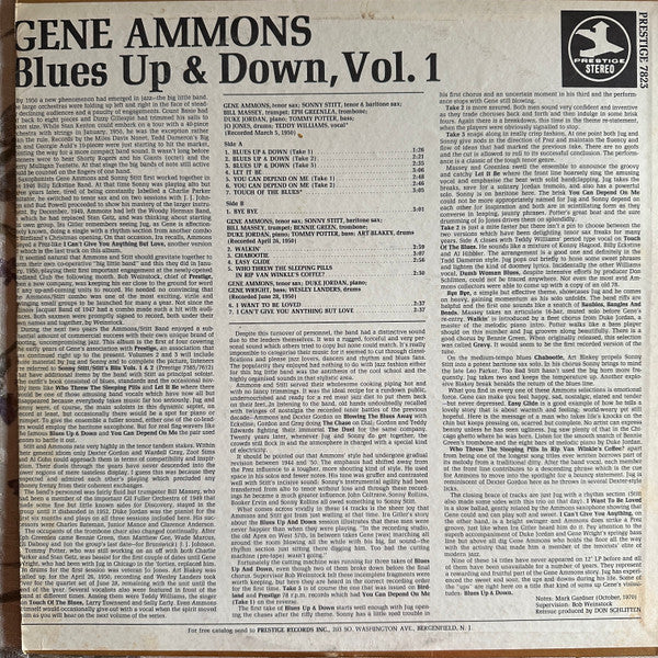 Gene Ammons : Blues Up & Down, Vol. 1 (LP, Comp, RE, RM)