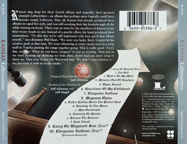 Kansas (2) : Leftoverture (CD, Album, RE, RM)