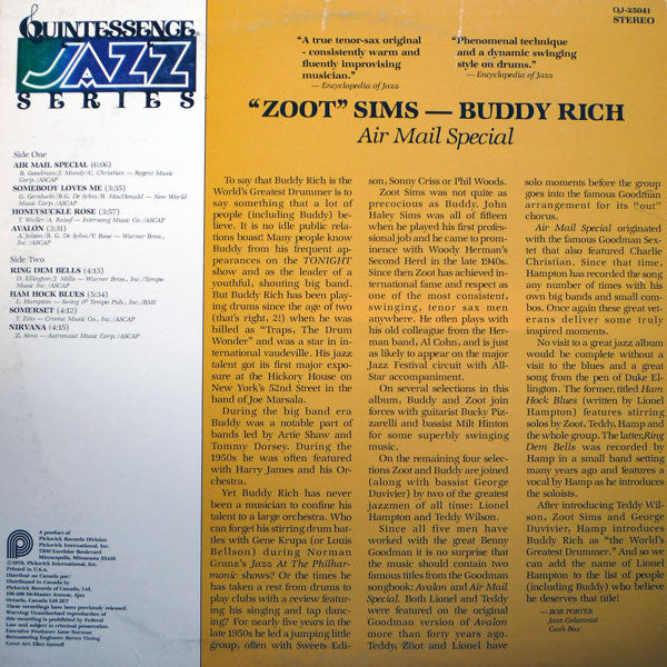 Zoot Sims / Buddy Rich : Air Mail Special (LP, Comp)