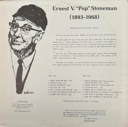 Ernest Stoneman : Ernest V. Stoneman: A Rare Find! (12", Comp, Mono)