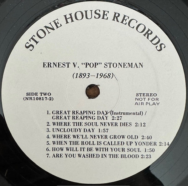 Ernest Stoneman : Ernest V. Stoneman: A Rare Find! (12", Comp, Mono)
