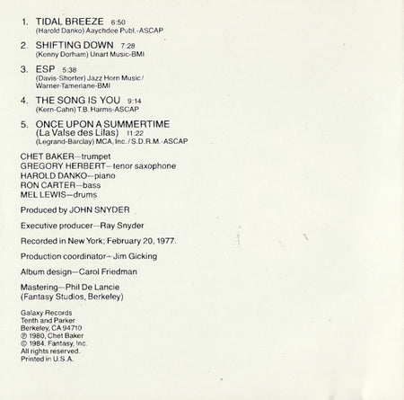 Chet Baker : Once Upon A Summertime (CD, Album)