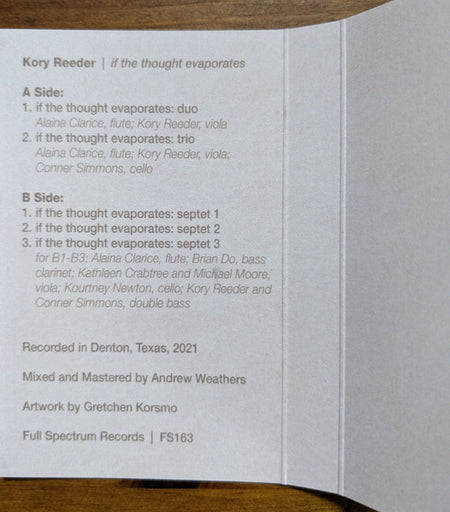 Kory Reeder : If The Thought Evaporates (Cass, Album)