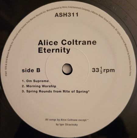 Alice Coltrane : Eternity (LP, Album, RE, RP)