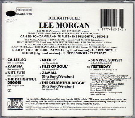 Lee Morgan : Delightfulee (CD, Album, RE, RP)