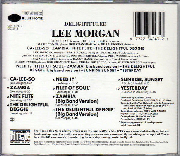 Lee Morgan : Delightfulee (CD, Album, RE, RP)