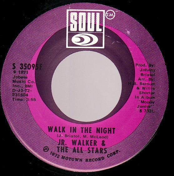 Junior Walker & The All Stars : Walk In The Night  (7", Single, ARP)