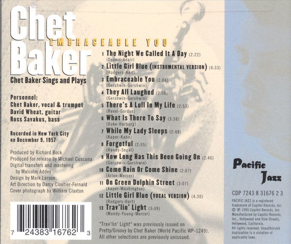 Chet Baker : Embraceable You (CD, Album)