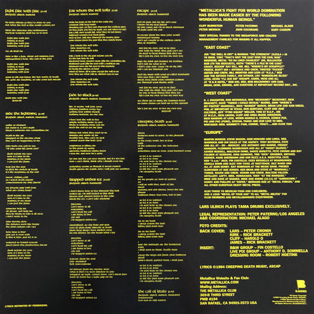 Metallica : Ride The Lightning (LP, Album, Ltd, RE, RM, RP,  Bl)