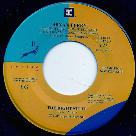 Bryan Ferry : The Right Stuff (7", Single, Promo)