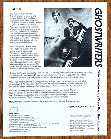 The Ghostwriters : Objects In Mirrors Are Closer Than They Appear (LP, RE, RM)