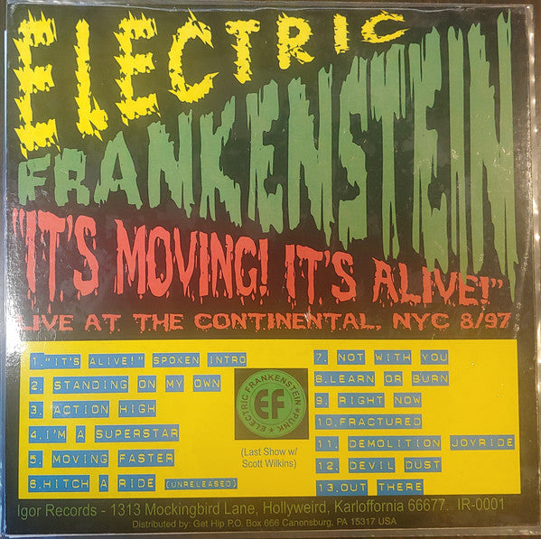 Electric Frankenstein : It's Moving! It's Alive! (LP, Album, Whi)