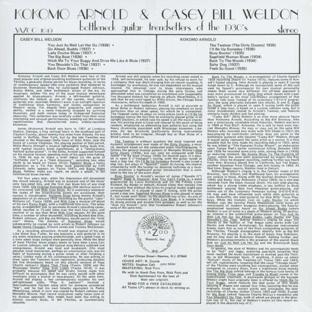 Casey Bill Weldon / Kokomo Arnold : Bottleneck Guitar Trendsetters Of The 1930's (LP, Comp, Ltd, RE, 180)