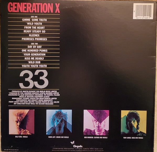 Generation X (4) : Generation X (LP, Album, RE, RP, Bar)