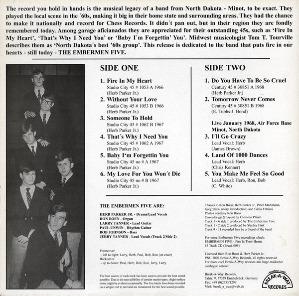 The Embermen Five : Fire In Their Hearts (LP, Comp)