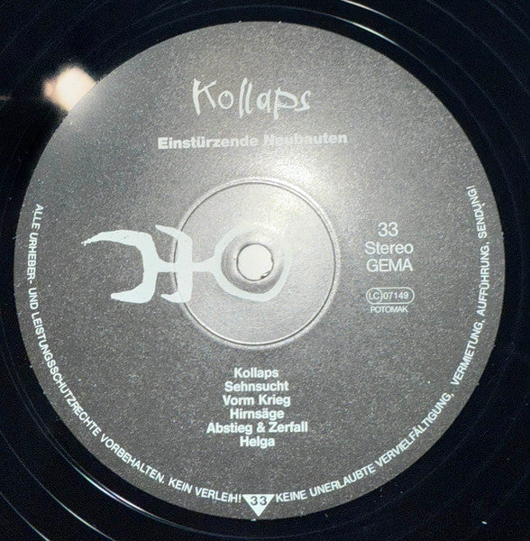 Einstürzende Neubauten : Kollaps (LP, Album, Bioplastic, RM, RP)