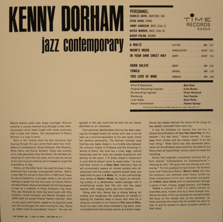 Kenny Dorham : Jazz Contemporary (LP, Album, Mono, RE)