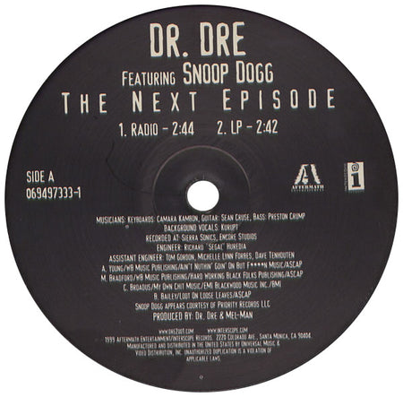 Dr. Dre Featuring Snoop Dogg : The Next Episode (12", Single)