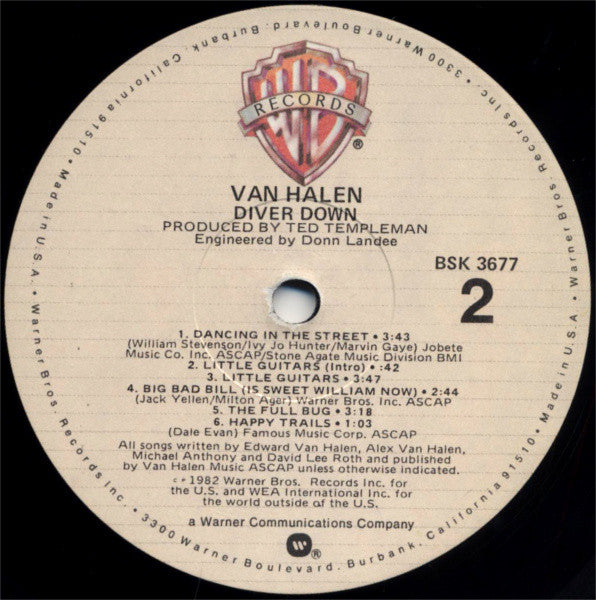 Van Halen : Diver Down (LP, Album, Win)