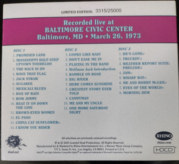 The Grateful Dead : Dave's Picks, Volume 54 (Baltimore Civic Center, Baltimore, MD • 3/26/73) (3xHDCD, Album, Ltd, Num)