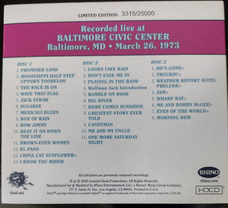 The Grateful Dead : Dave's Picks, Volume 54 (Baltimore Civic Center, Baltimore, MD • 3/26/73) (3xHDCD, Album, Ltd, Num)