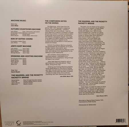 John White, Gavin Bryars : Machine Music (LP, RE)