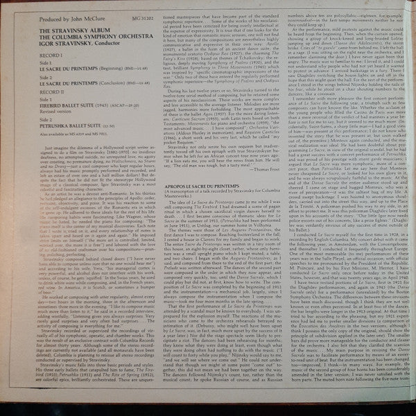 Igor Stravinsky - Columbia Symphony Orchestra : The Stravinsky Album (2xLP, Comp, RE, Gat)