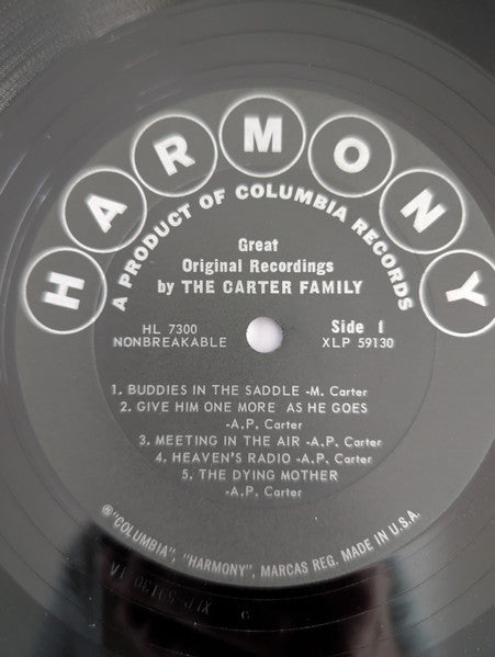 The Carter Family : Great Original Records By The Carter Family (LP, Album, Mono, Ter)