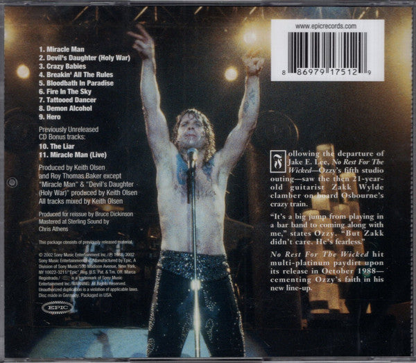 Ozzy Osbourne : No Rest For The Wicked (CD, Album, RE, RM)