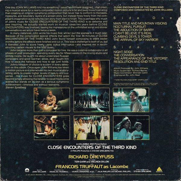 John Williams (4) : Close Encounters Of The Third Kind (Original Motion Picture Soundtrack) (LP, Album, Ter)